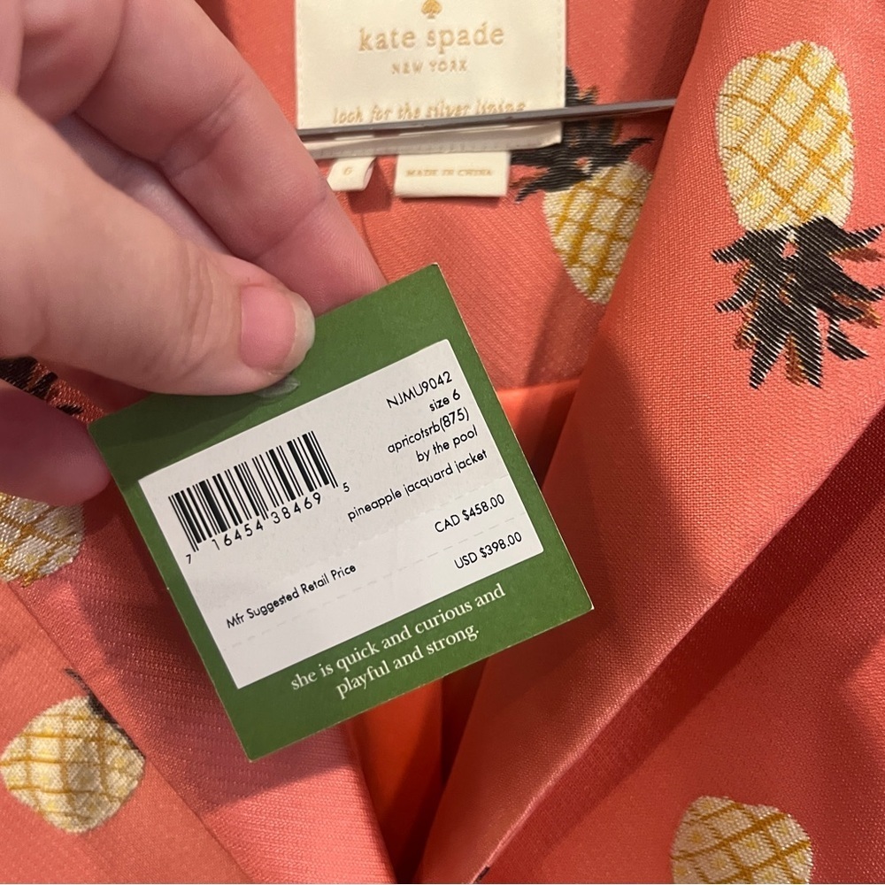 Kate Spade pink pineapple print blazer size 6 ASO Riverdale season 3 episode 13 - Picture 5 of 13
